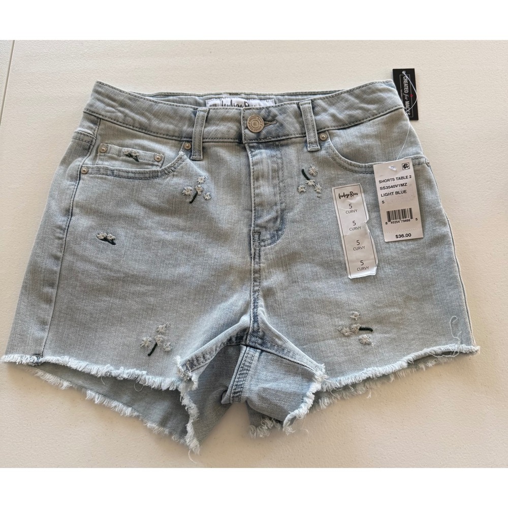 Indigo Rein Shorts Juniors Size 5 Curvy High Rise light blue Stretch